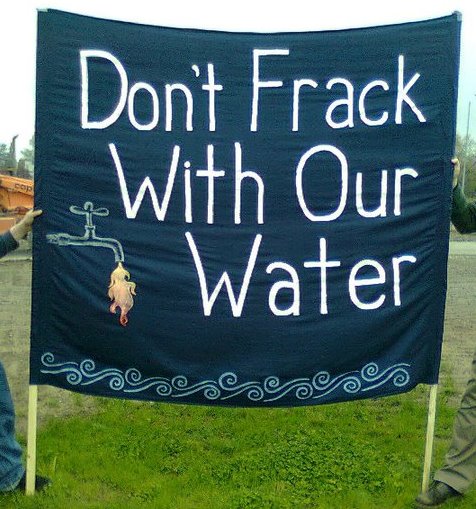 sign from a protest against fracking