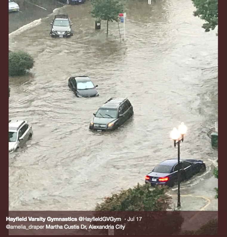 cars on a flooded roadway