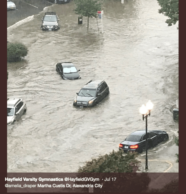 cars on a flooded roadway