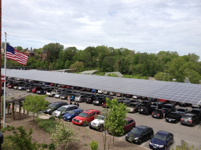 Solar canopy over a parking lot