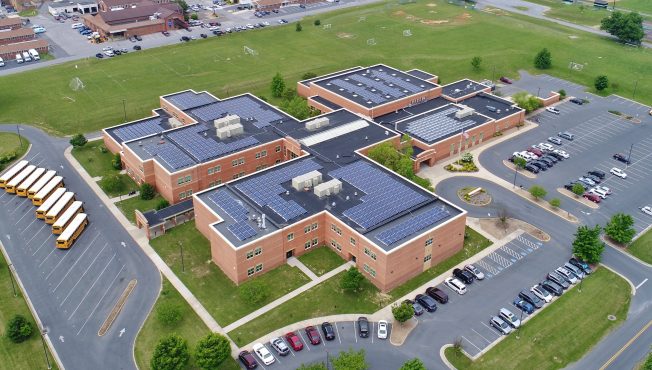 solar panels on a school roof