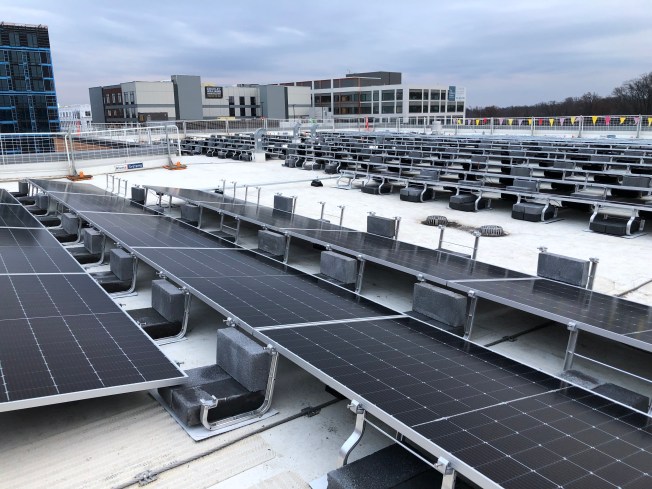 Solar array on high school roof